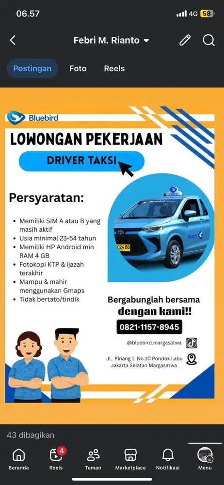 Lowongan kerja driver online