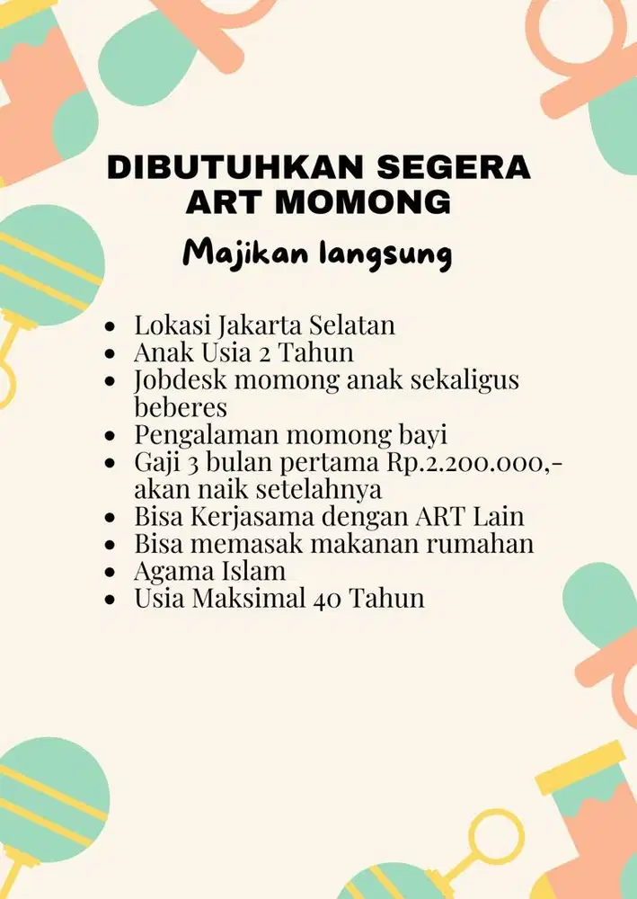 Lowongan Kerja ART Momong