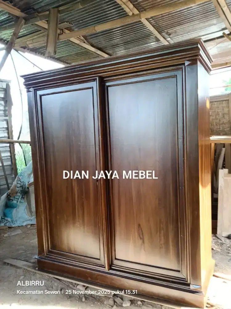 lemari jati sleding minimalis