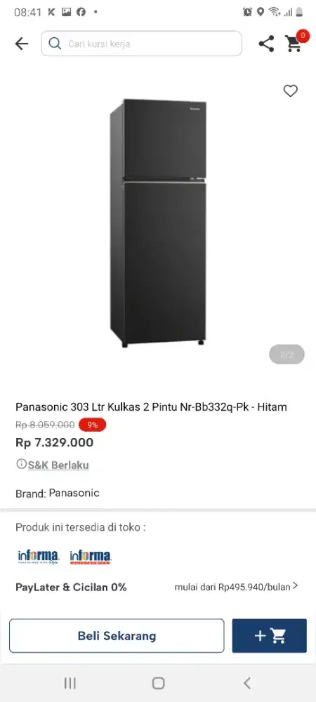 Panasonic kulkas 2pintu