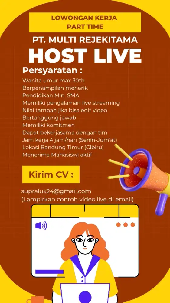Loker Lowongan Kerja Part Time Host Live