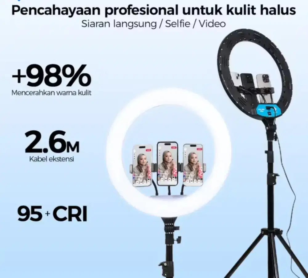 Ring light + mic untuk live jualan online