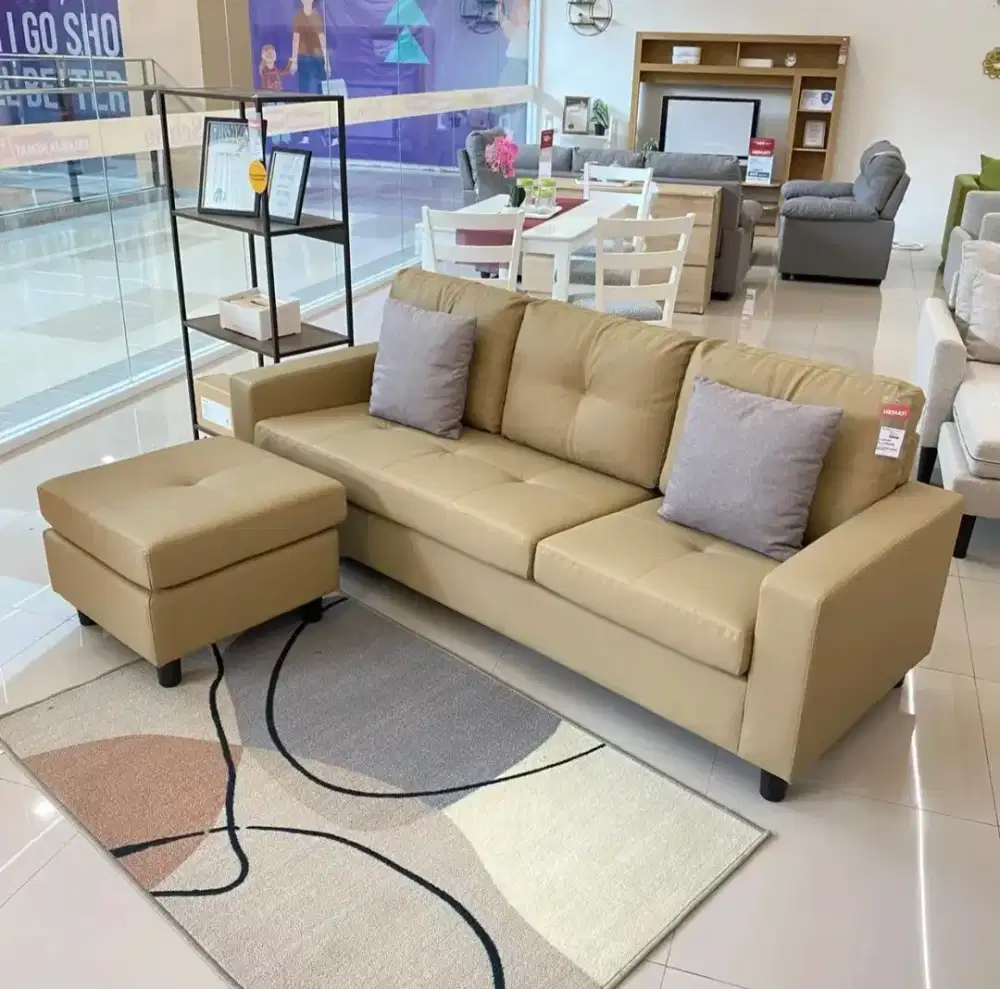 SOFA SUDUT L KULIT SINTETIS