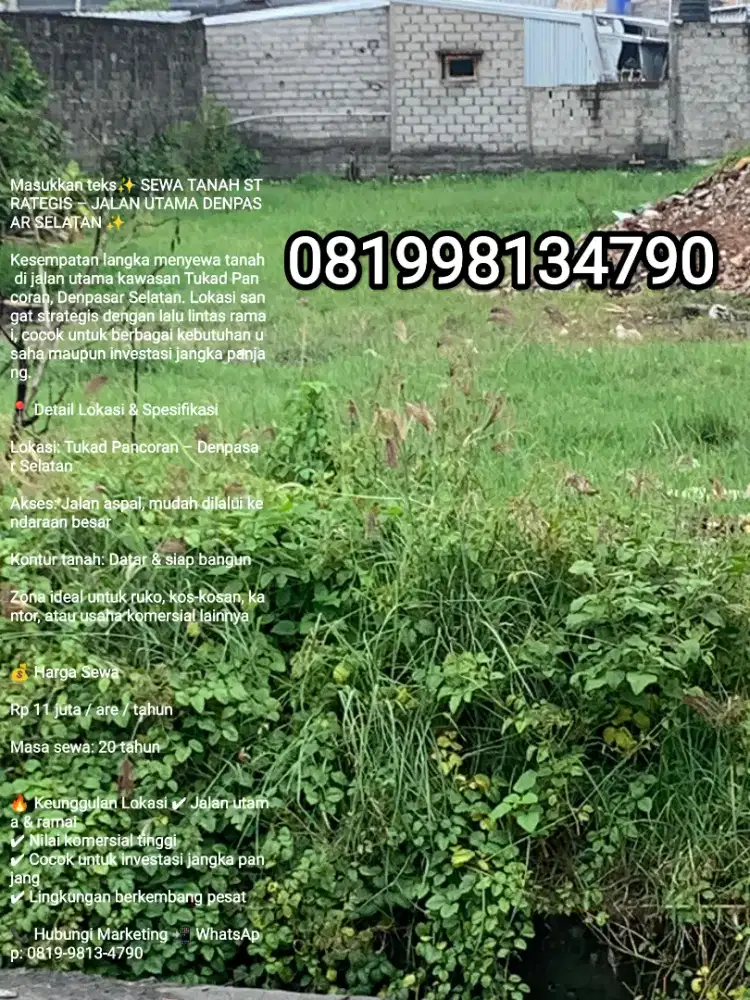 TANAH MURAH & STRATEGIS PINGGIR JL.TUKAD PANCORAN