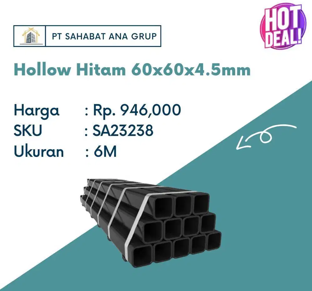 Hollow Hitam 60x60x4.5mm