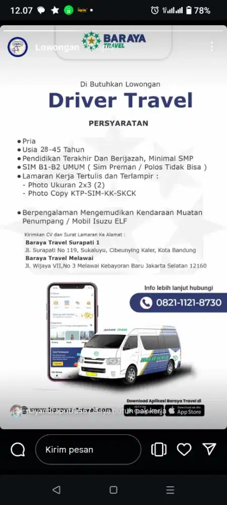 Driver Baraya Travel