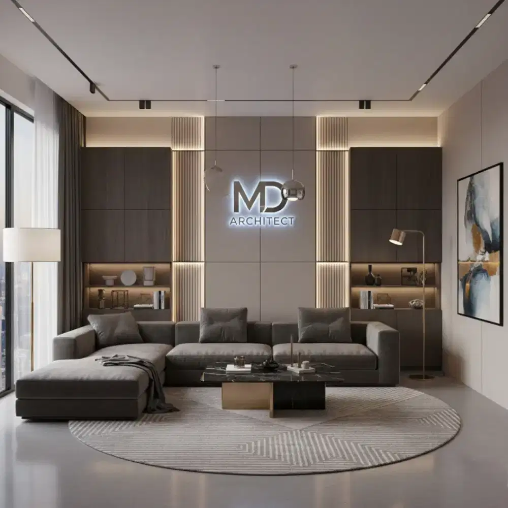 Interior backdrop tv jasa arsitek luxury