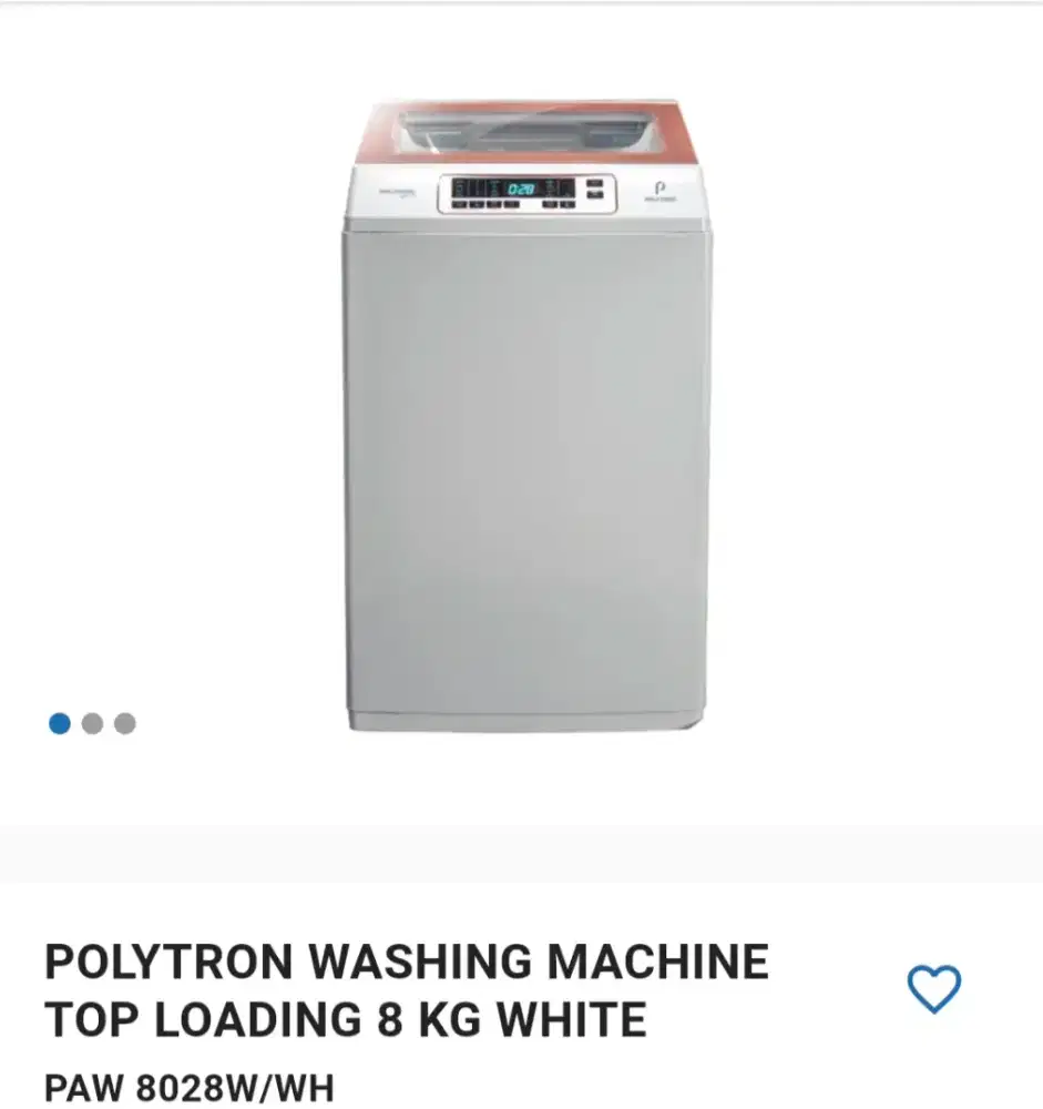 POLYTRON WASHING MACHINE TOP LOADING 8KG WHITE