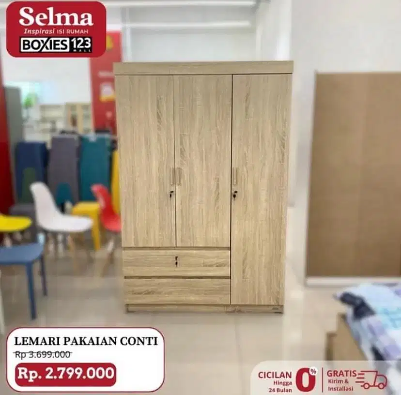 Lemari kayu 3 pintu promo murah