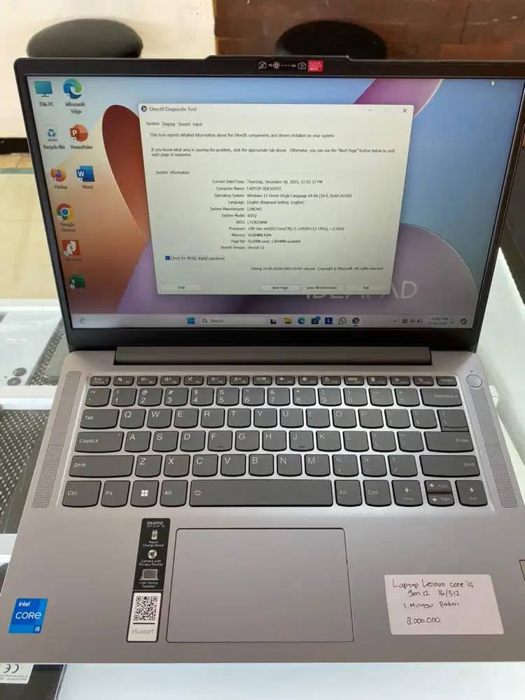 Lenovo core i5 gen 12 ram 16/512 gb ssd