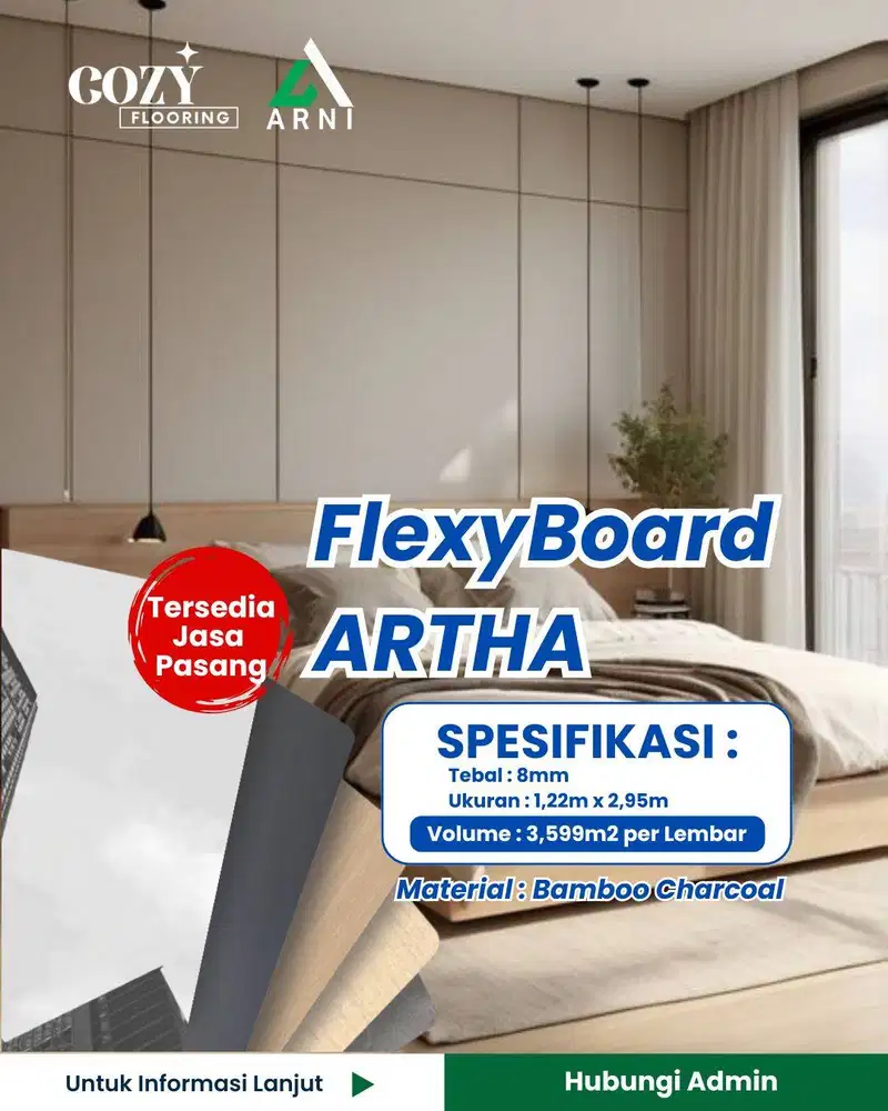 Flexyboard ARTHA tebal 8mm | Wallboard dinding indoor 2,9 per lembar