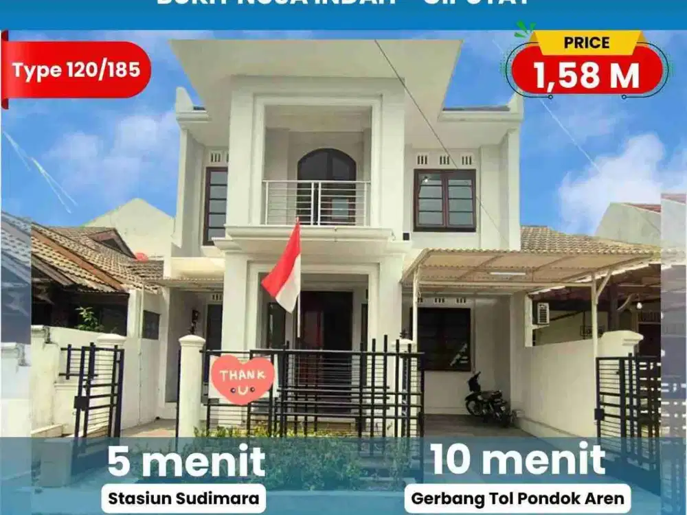 Rumah 2 Lt kokoh Tanah Bangunan Lega dekat akses Stasiun dan Bintaro