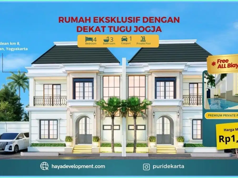 JUAL RUMAH DEKAT TUGU JOGJA SHM AKSES LEBAR JL GODEAN INCLUDE POOL