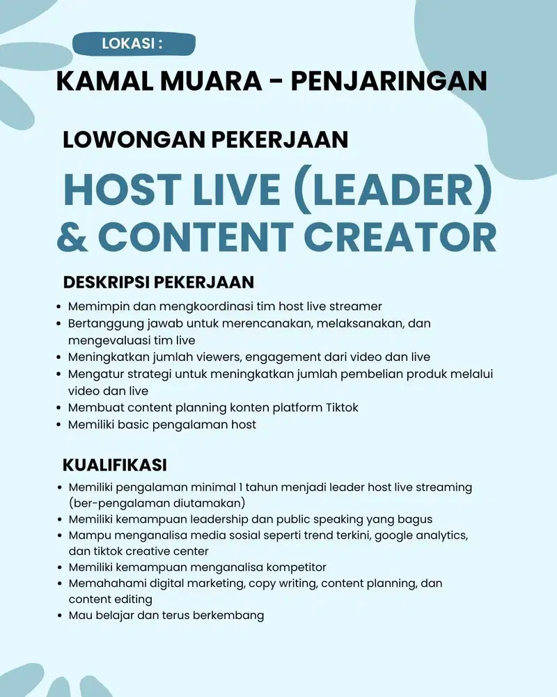 HOST LIVE & CONTENT CREATOR LEADER