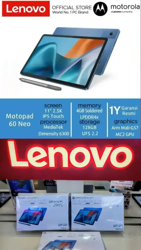 TABLET MOTOPAD 60 NEO MEDIATEK DIMENSITY 6300 / 4GB / 128GB / 11 2,5K