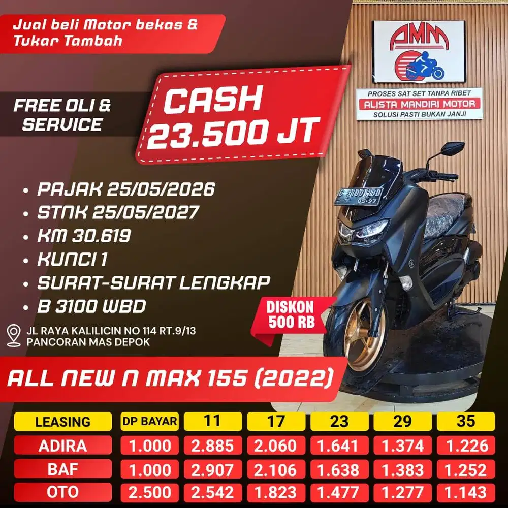 ALL NEW N MAX 155 2022 PAJAK HIDUP DP 1 JUTA CC 0% KREDIVO TOKPED