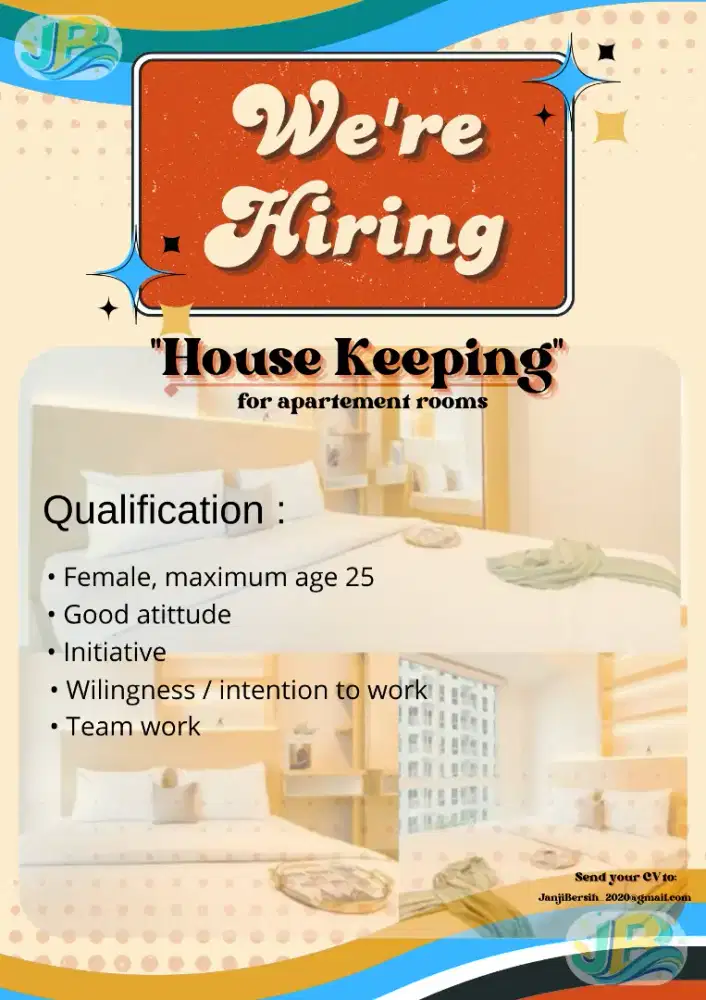 Di Butuhkan staff HK/Room attendent