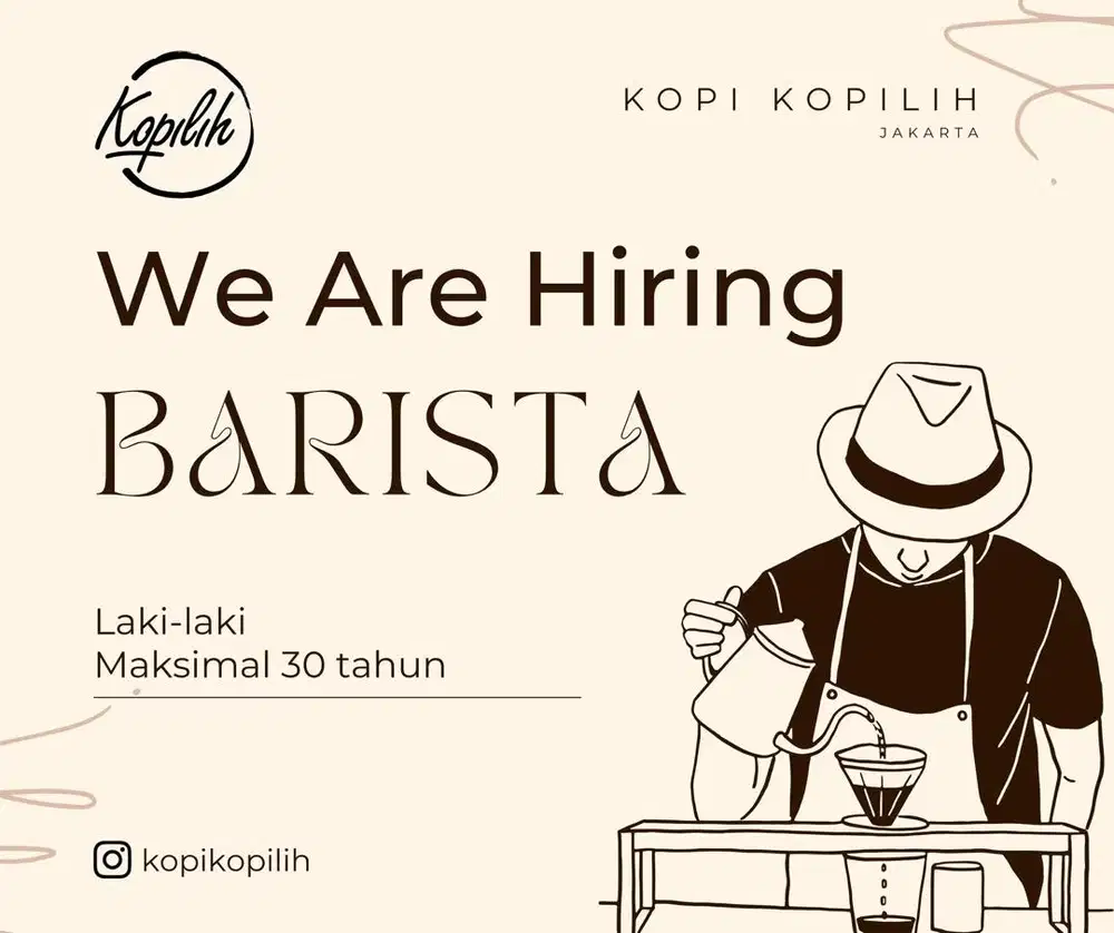 DIBUTUHKAN SEGERA BARISTA