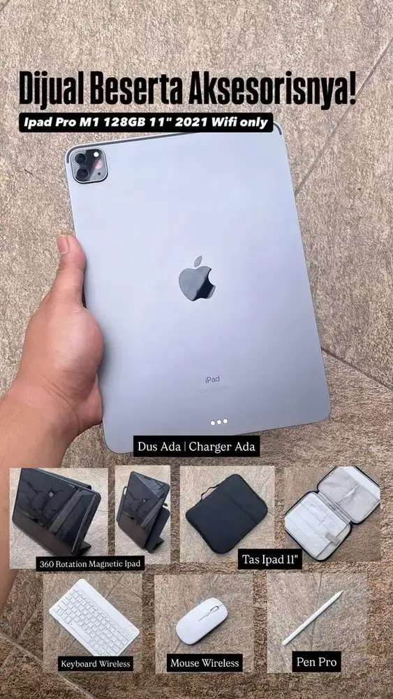 Ipad Pro M1 11 (128gb WiFi Only) Full Aksesoris