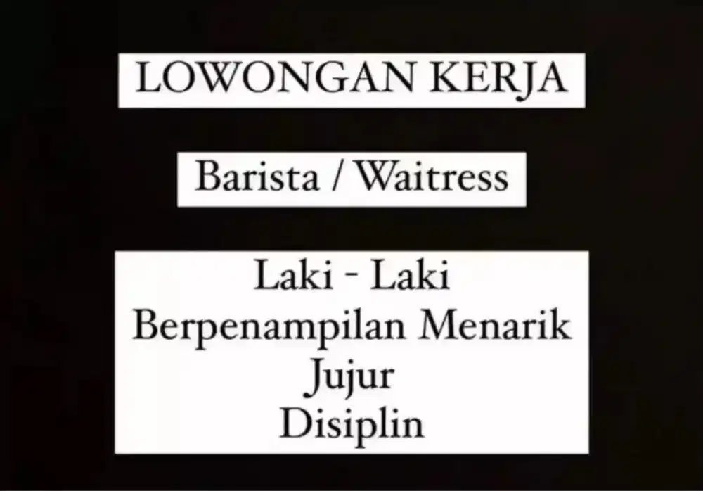 Dicari pekerja buat Jaga Warkop