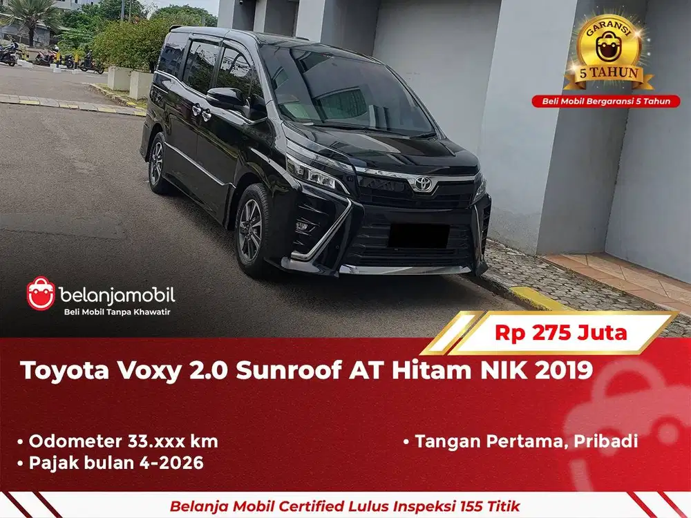 [ GARANSI 5TH ] Toyota Voxy 2.0 Sunroof AT Hitam NIK 2019/2020