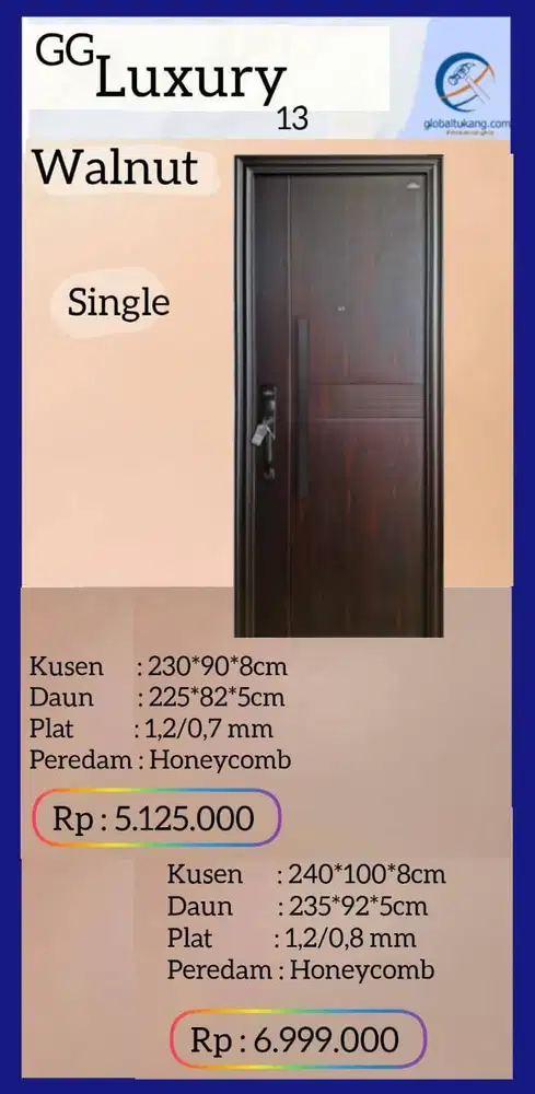Jual Pintu baja desain eksklusif kota Padang
