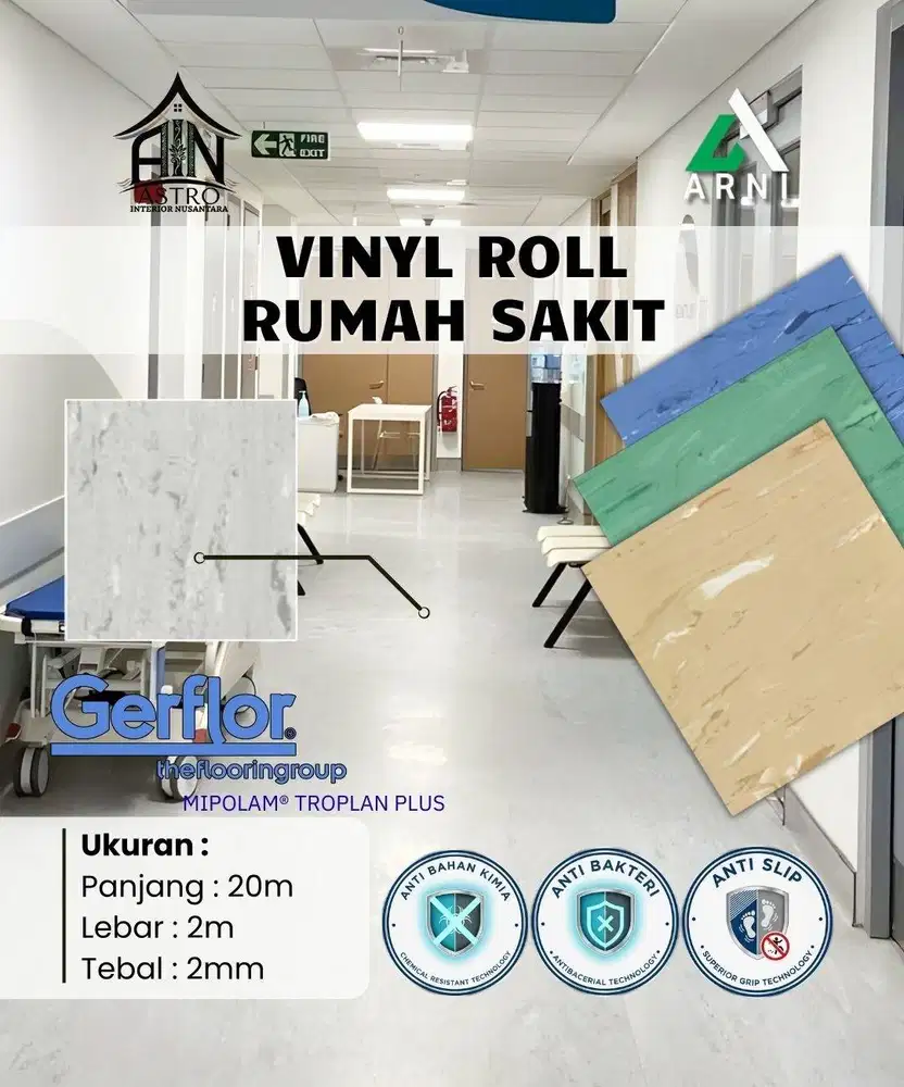 [GF] Lantai Vinyl Roll Rumah Sakit 20m x 2m Anti Bakteri dan Anti Baha