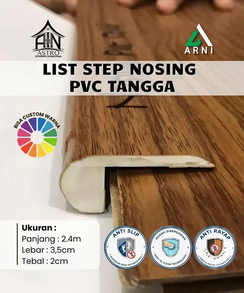 [AN] List Step Nosing Tangga PVC Solid 2,4meter Anti rayap Custom