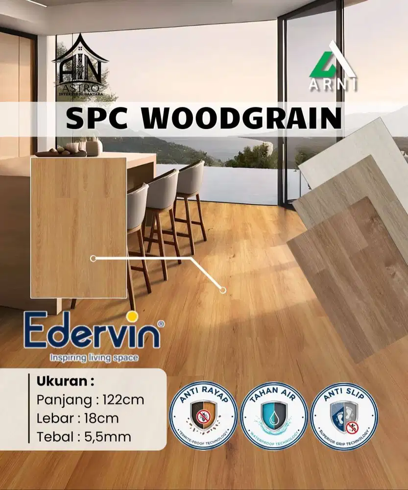 [EV] Lantai SPC Motif Serat kayu 122cm x 18cm Lantai Motif Serat Kayu