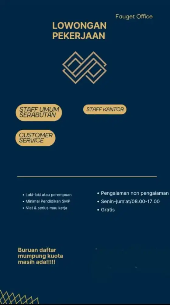 Dibuka loker segera daji 2 sampai 5jt