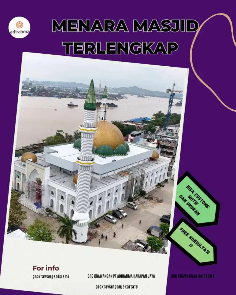 Menara Masjid GRC Motif Kaligrafi