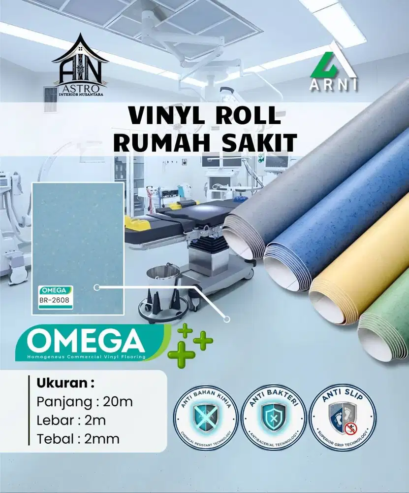 [OG] Lantai Vinyl Roll Rumah Sakit 20m x 2m Anti Bakteri dan Anti Baha