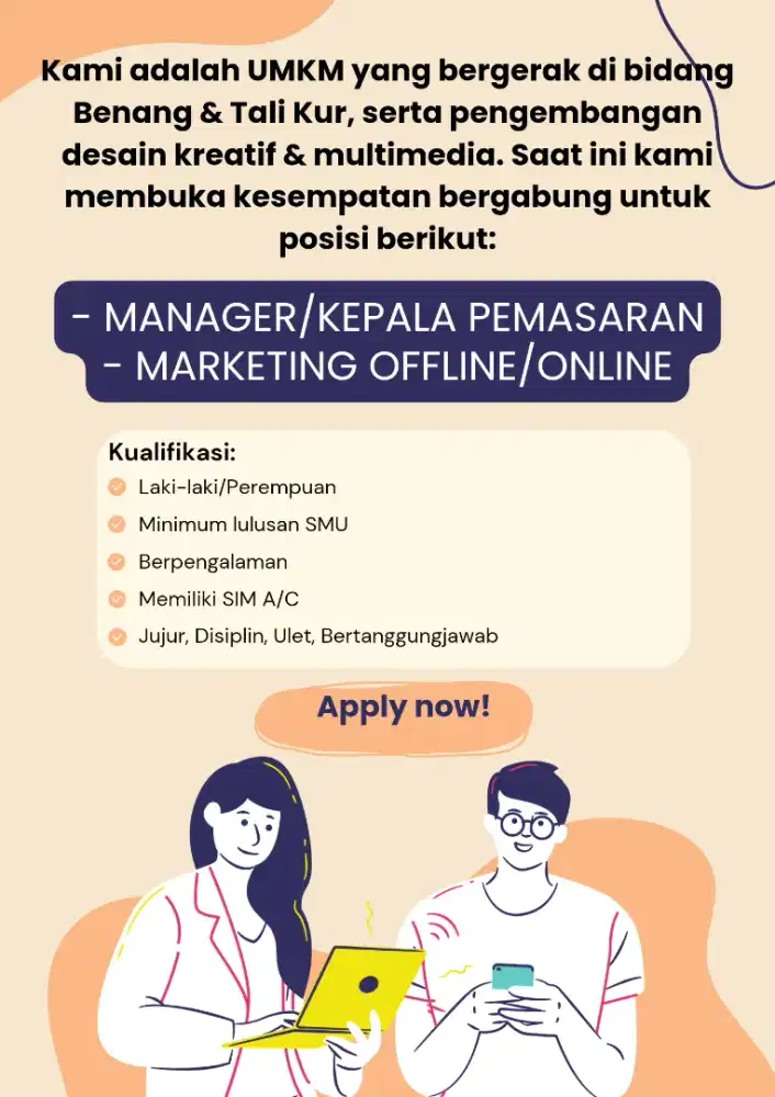 Dicari: Manager Pemasaran & Marketing Offline/Online