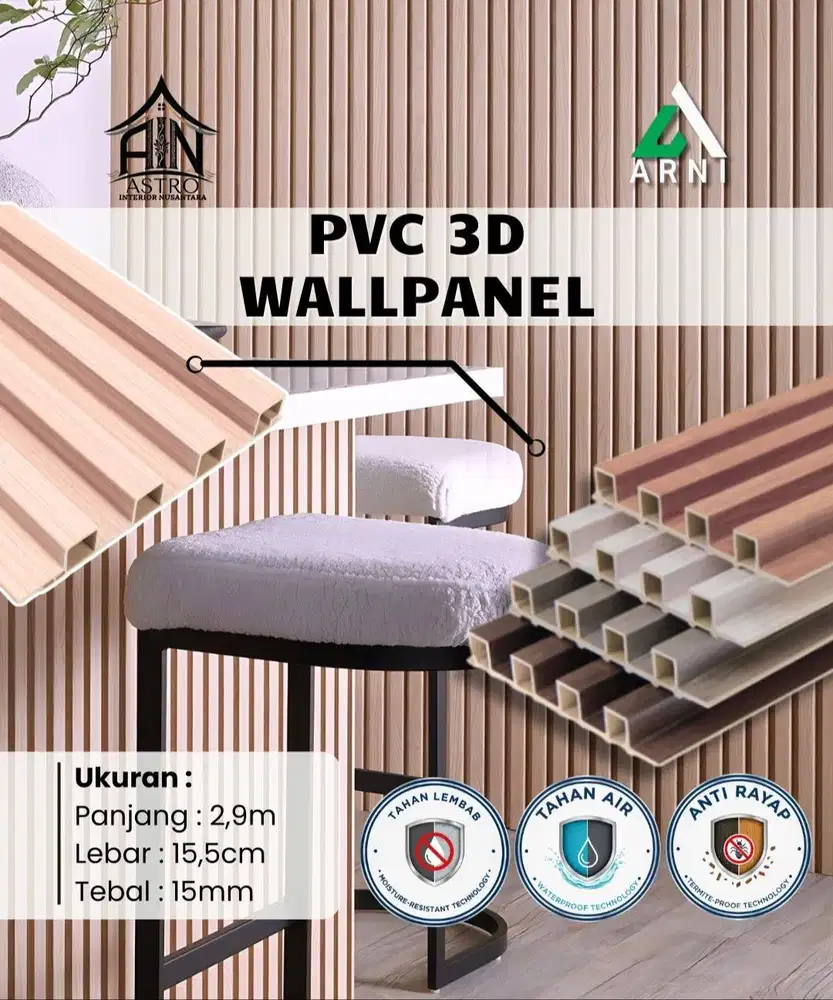 [JB] 3D Wallpanel Motif Kayu dan Warna Solid 2,9m x 15,5cm Dinding