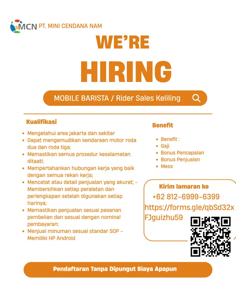 Mobile Barista / Rider Sales Keliling