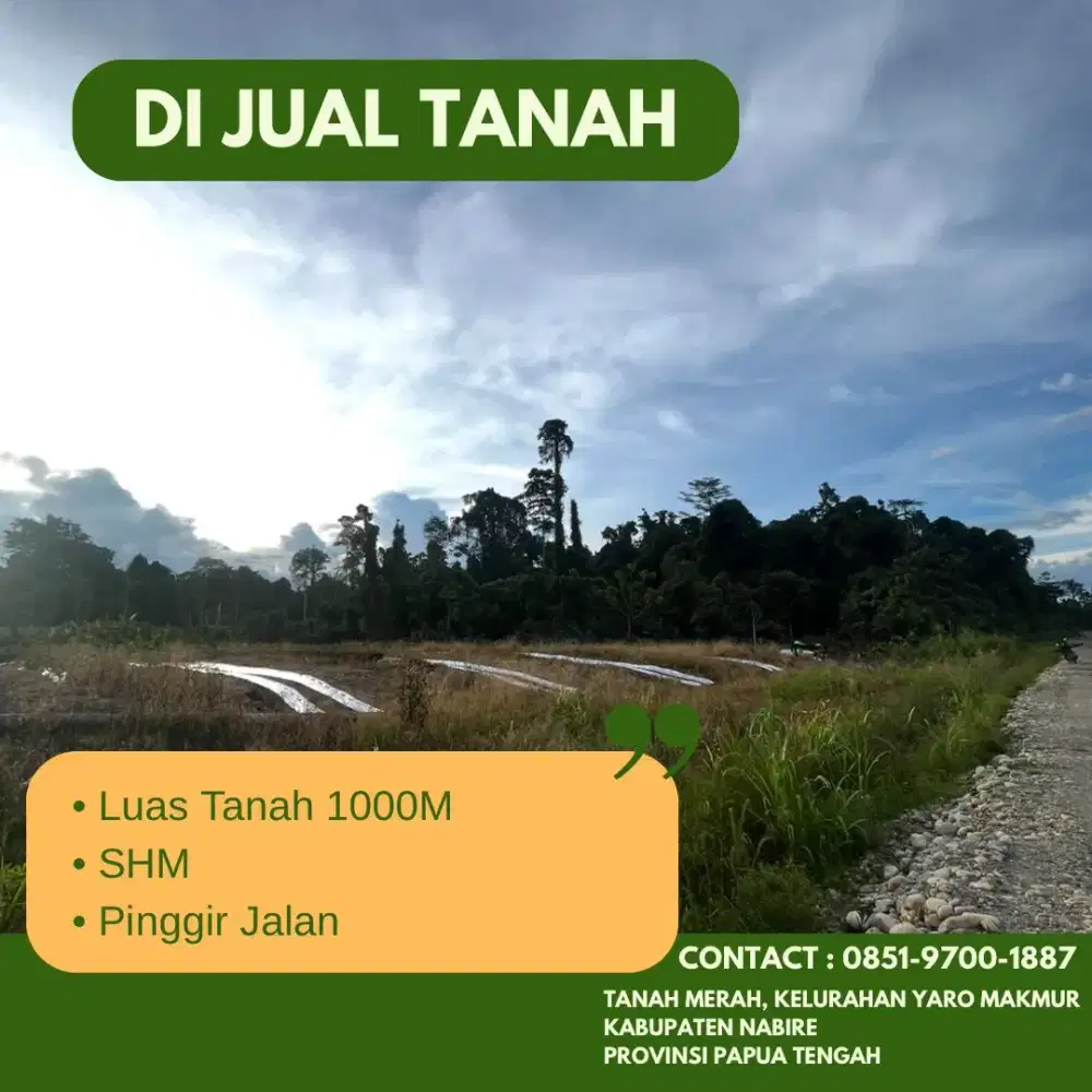 Di jual tanah ukuran 100 x 100