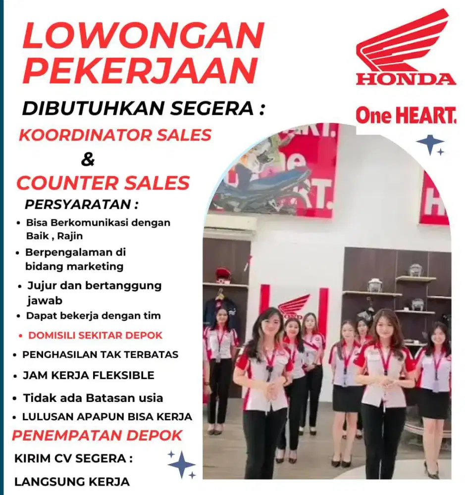 Dibutuhkan Koordinator dan Counter Sales