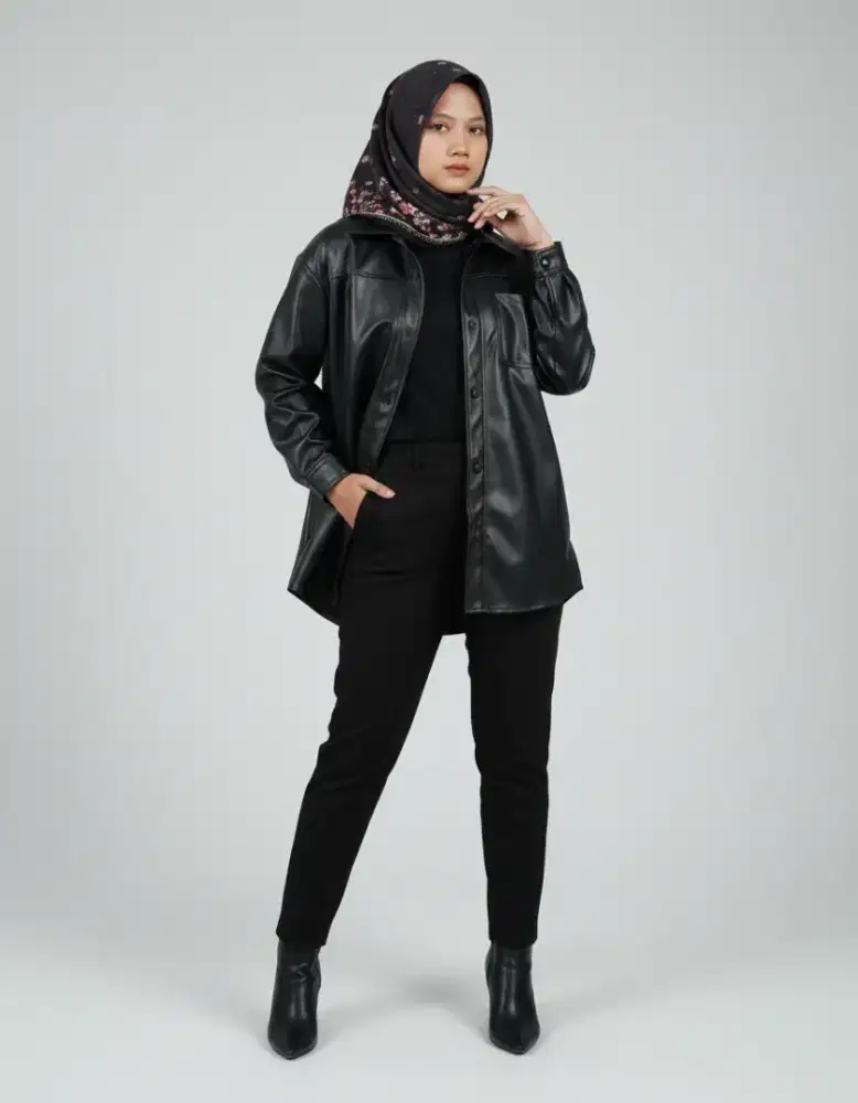Jaket Oversize Kulit Sintetis Wanita Pria