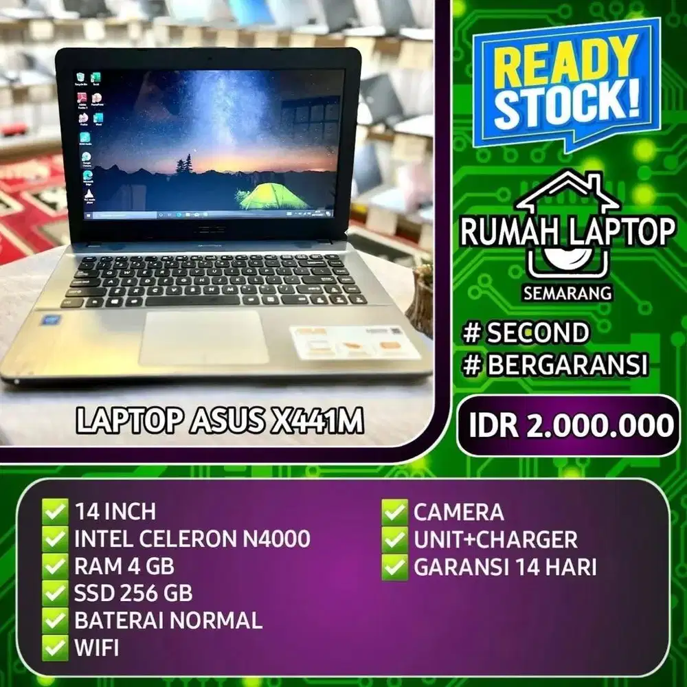 Laptop Asus X441M (second). Intel Celeron N4000. RAM 4 GB. SSD 256 GB