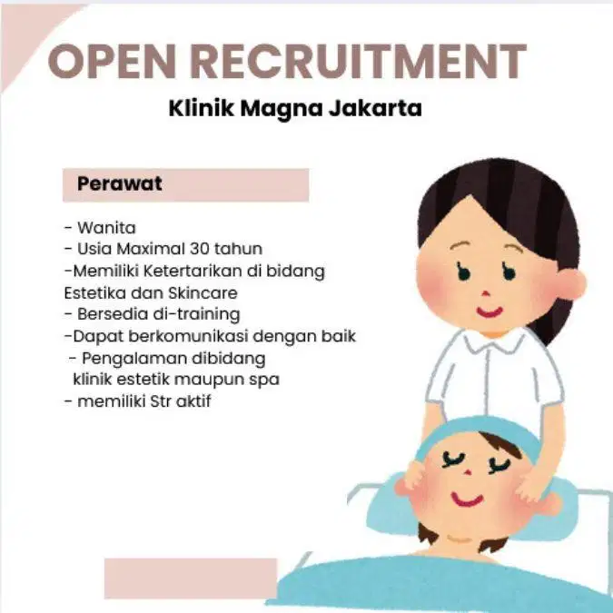 Dicari admin sosmed finance marketing sales perawat  Klinik Kecantikan