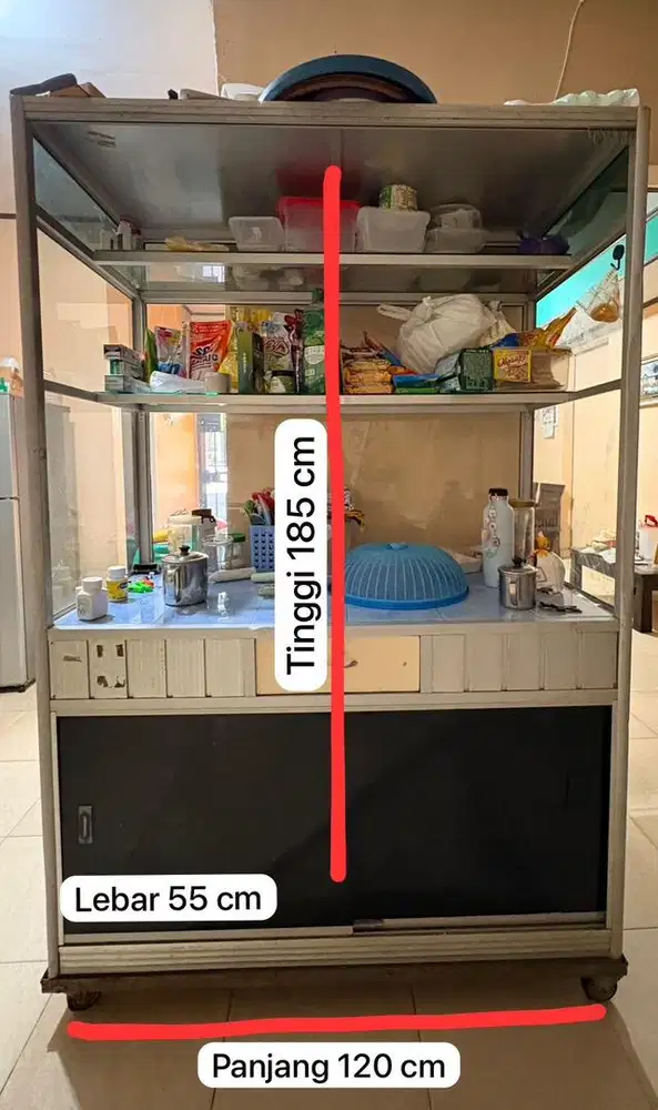 Etalase jualan makanan dari alumunium