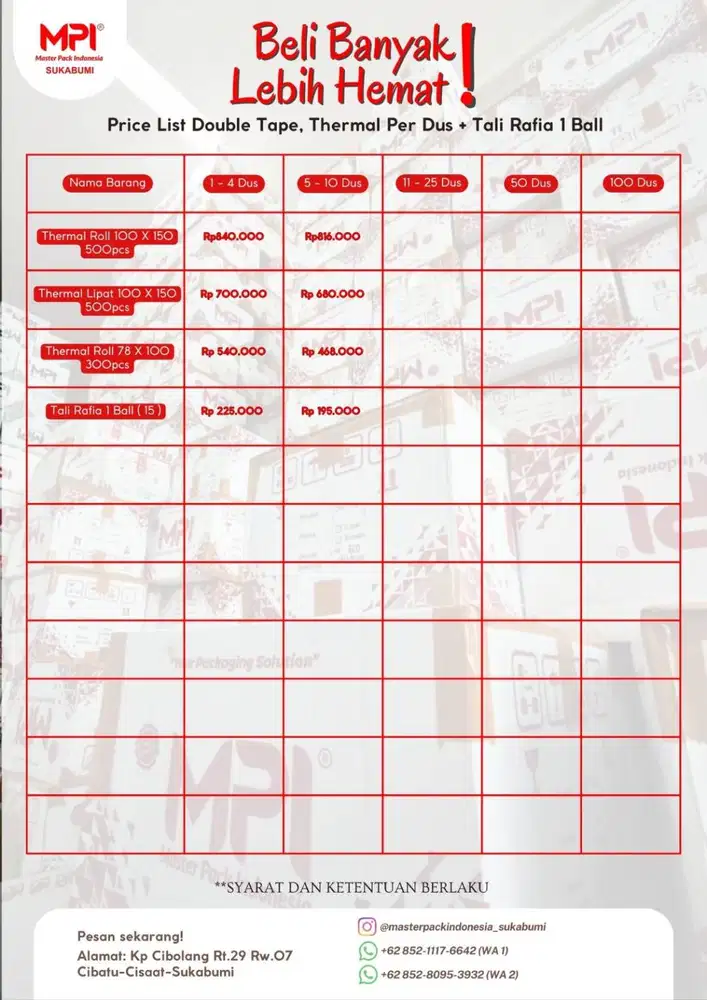 Lakban dan perlengkapan packing lainnya