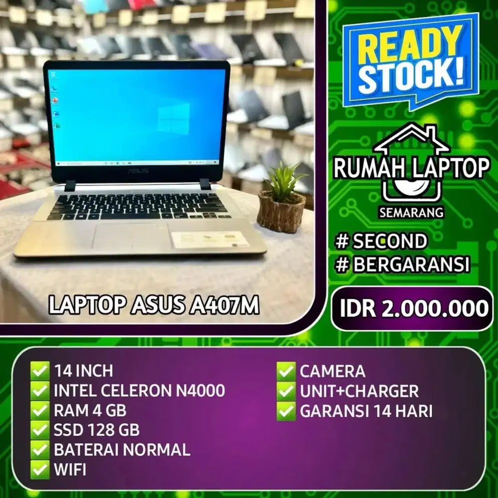 Laptop Asus A407M (second). Intel Celeron N4000. RAM 4 GB. SSD 128 GB.