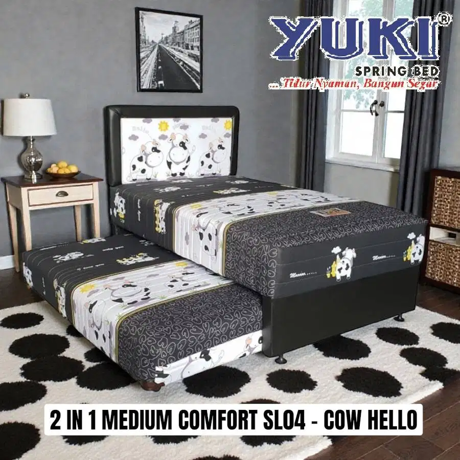 Promo Spring Bed 2 in 1 Medium Comfort Hello Cow 120 x 200