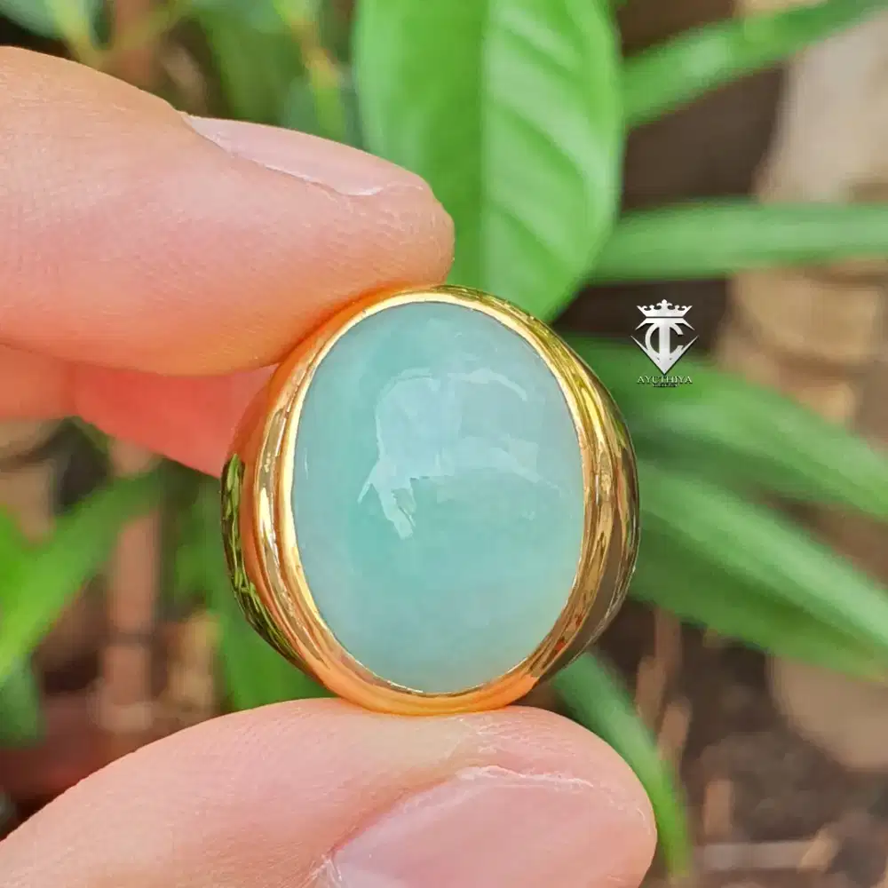 Batu Mulia Natural Ice Green Jadeite Jade Burma Myanmar 16.12 Ct Memo