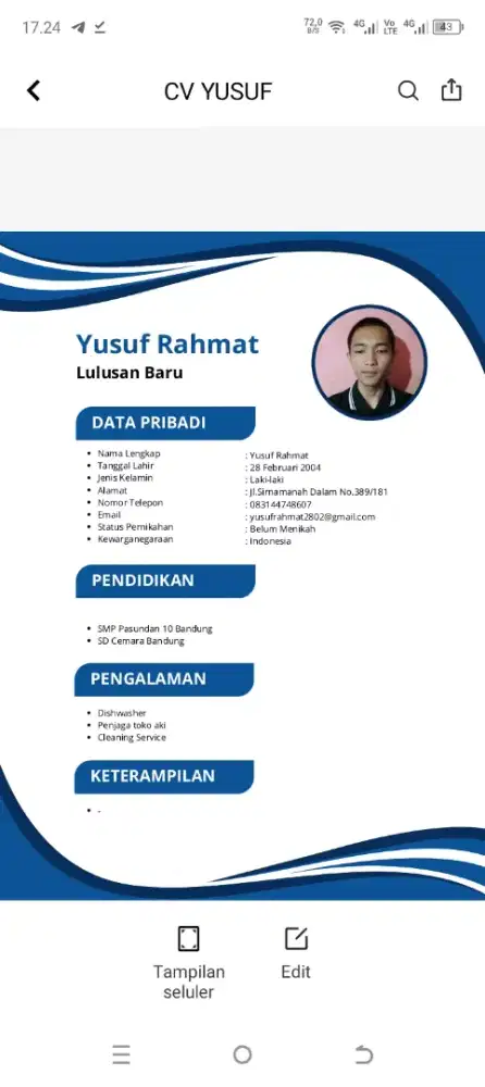 Mencari kerja , tidak punya kendaraan