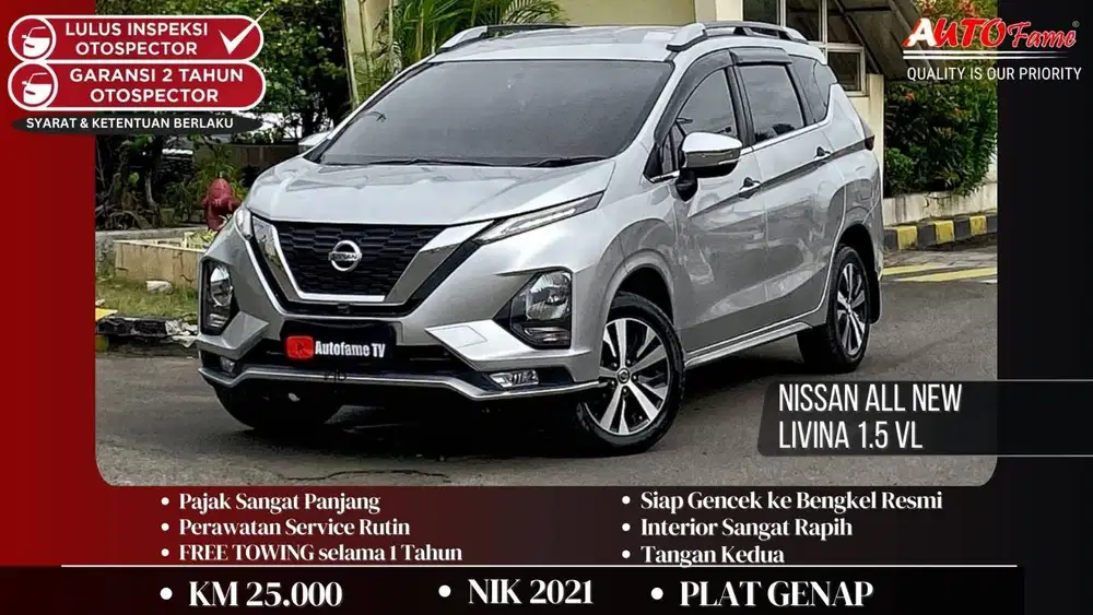 KM 25RB Nissan All New Livina 1.5 VL AT 2021 Silver On Black Pjk Pnjng