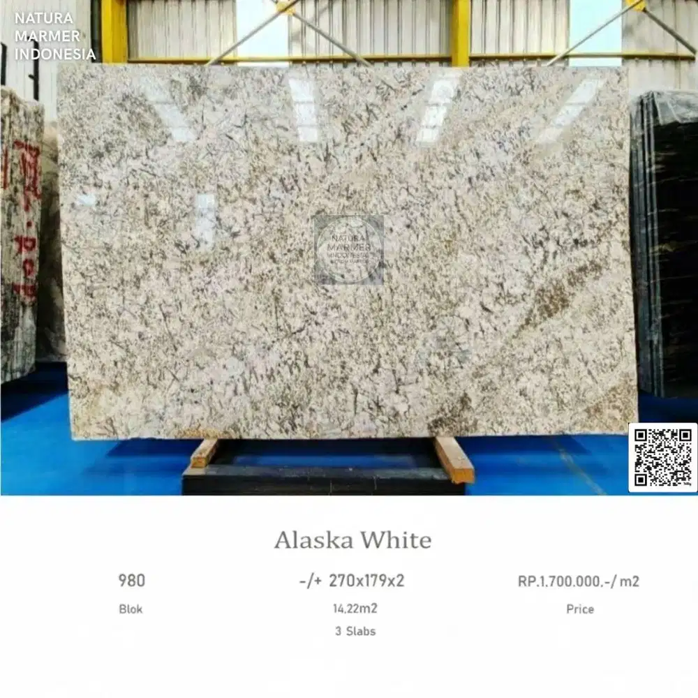Granit Impor Alaska White – Granit Elegan, Terang, dan Tahan Lama