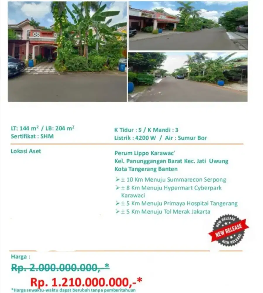 Rumah Lippo Karawaci Panunggangan Barat