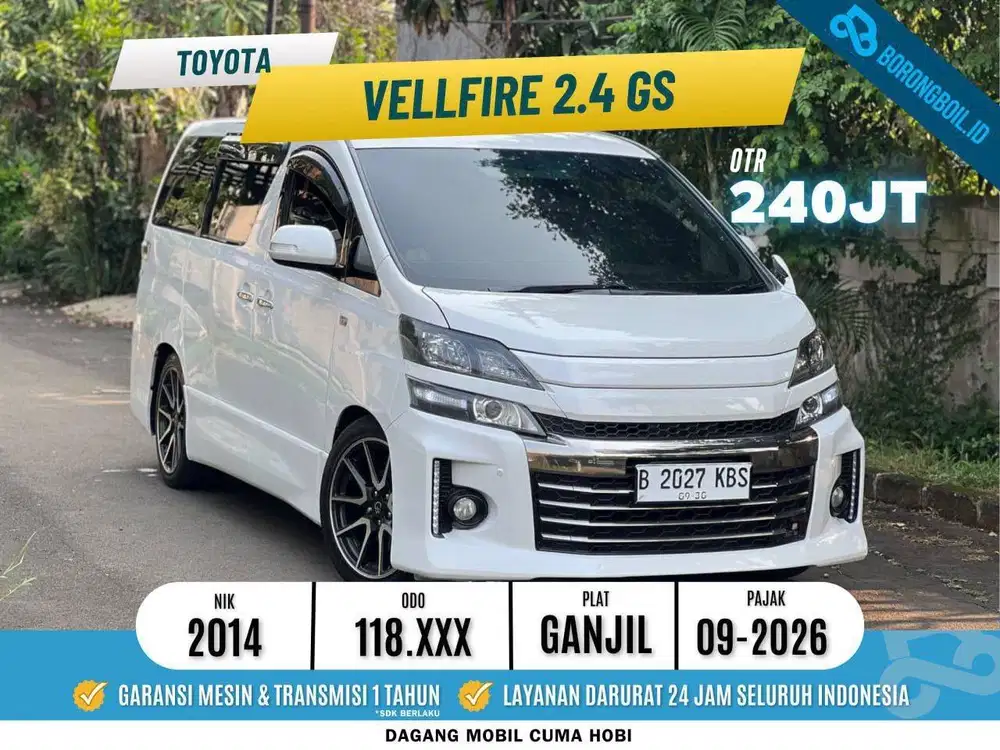TOYOTA VELLFIRE GS 2.4 AT 2014 PUTIH ISTIMEWA GOOD CONDITION